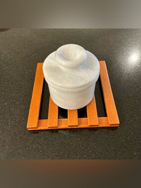 Elegant White Marble Butter Bell / Crock